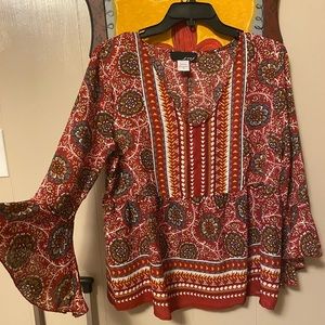 Cute deep red boho top